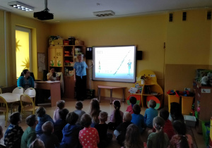 P.Żaneta opowiada dzieciom o flecie, na podstawie prezentacji multimedialnej.