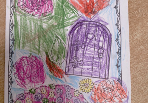Laurka Gucia-drzwi, serce, kwiaty, liście